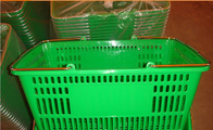 緑買物かご 32 リットルの手の、スーパーマーケット ワイヤー食料雑貨のバスケットの金属のハンドル