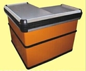 鋼鉄オレンジの明白なチェックアウト・カウンター/磨かれた表面の店キャッシャー机