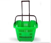 ハンドル、スーパーマーケットのバスケットおよびトロリーが付いている車輪の商業プラスチック バスケット