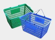プラスチック手持ち型の買物かご、耐久の食料雑貨の青い貯蔵の買物かごをリサイクルして下さい