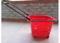 食料雑貨/スーパーマーケットSGSのための車輪が付いている積み重ね可能なプラスチック買物かご